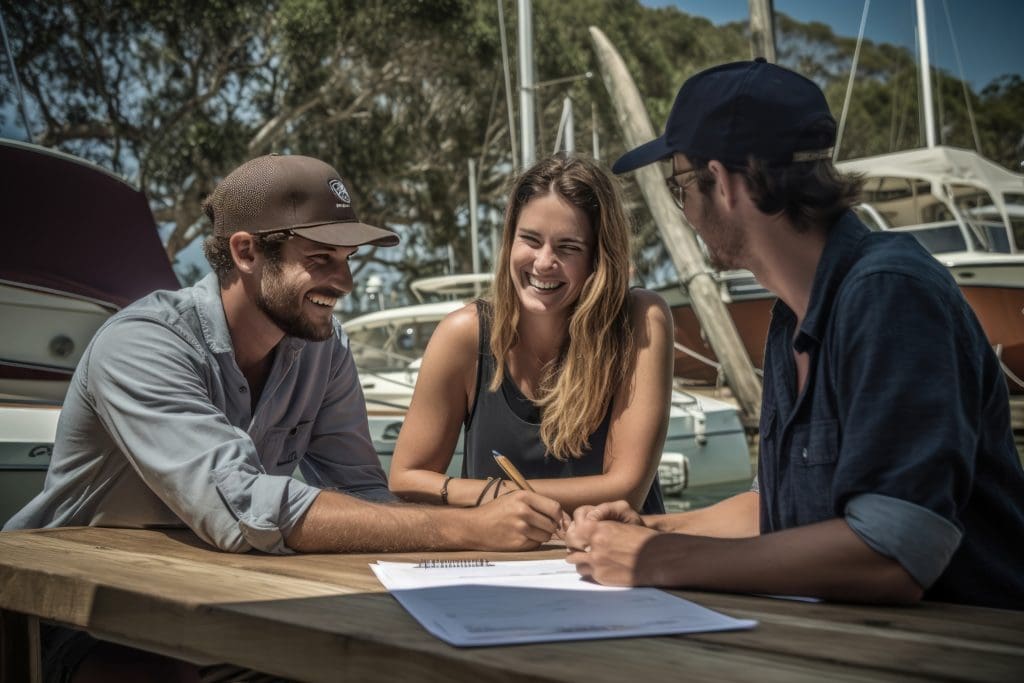 Mistakes-Boat-Shoppers-Make-_A_happy_young_couple_signing_the_title_to_purcha