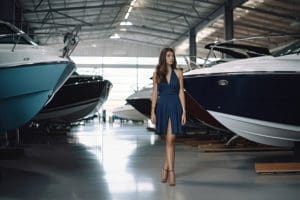 crownline-boats-for-sale-dealership-with-woman-shopping