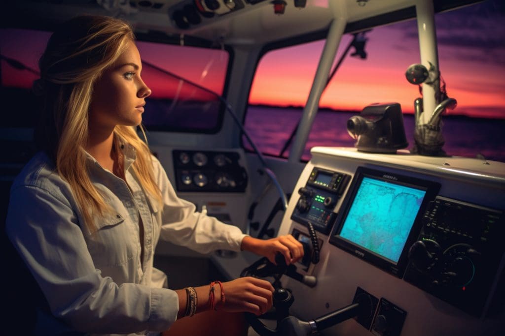 garmin-gps_college_girl_driving_friends_home_on_boat_in_simrad