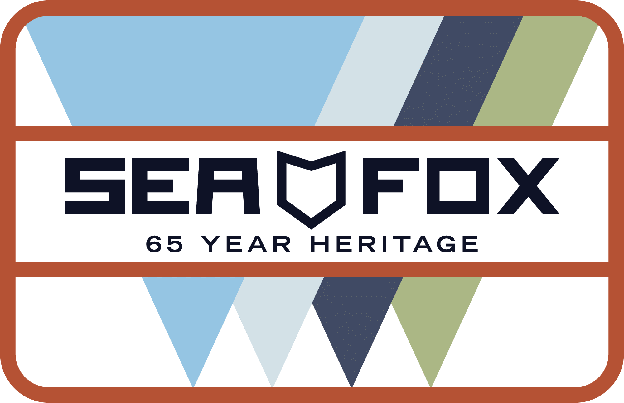sea fox badge with multicolor triangles