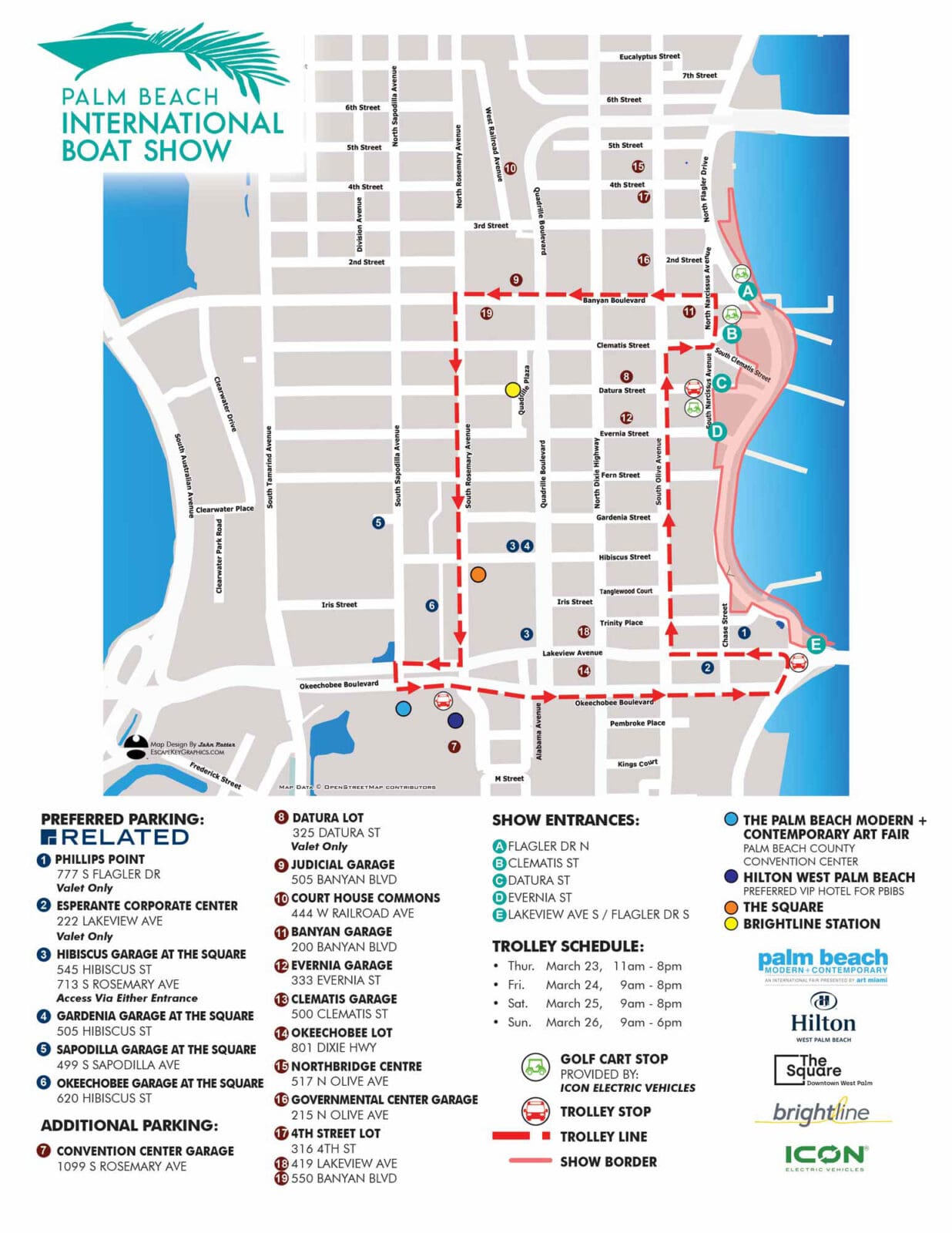 palm beach boat show parking and transit map 2024