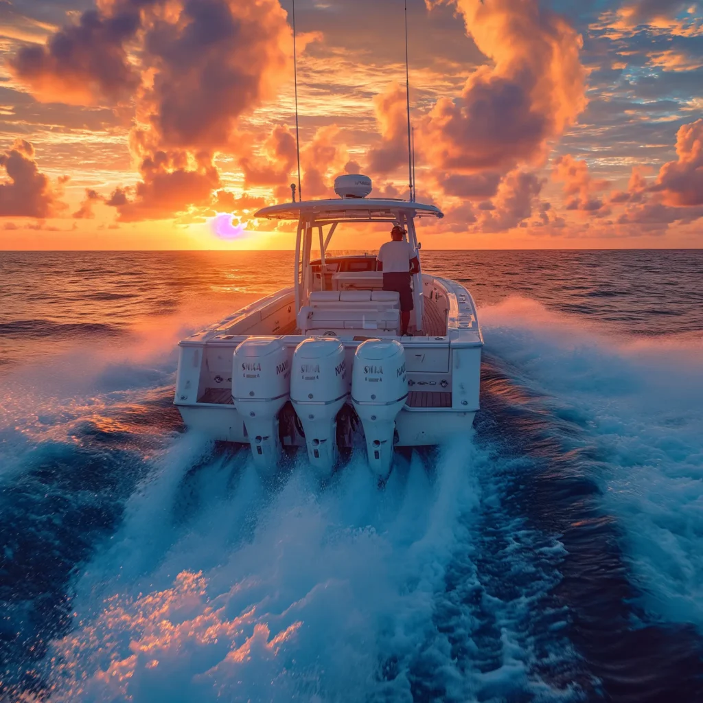 man on center console offshore fishing