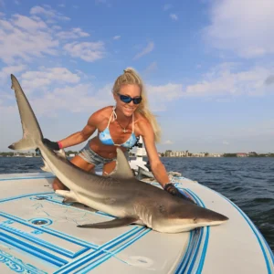 woman shark fishing