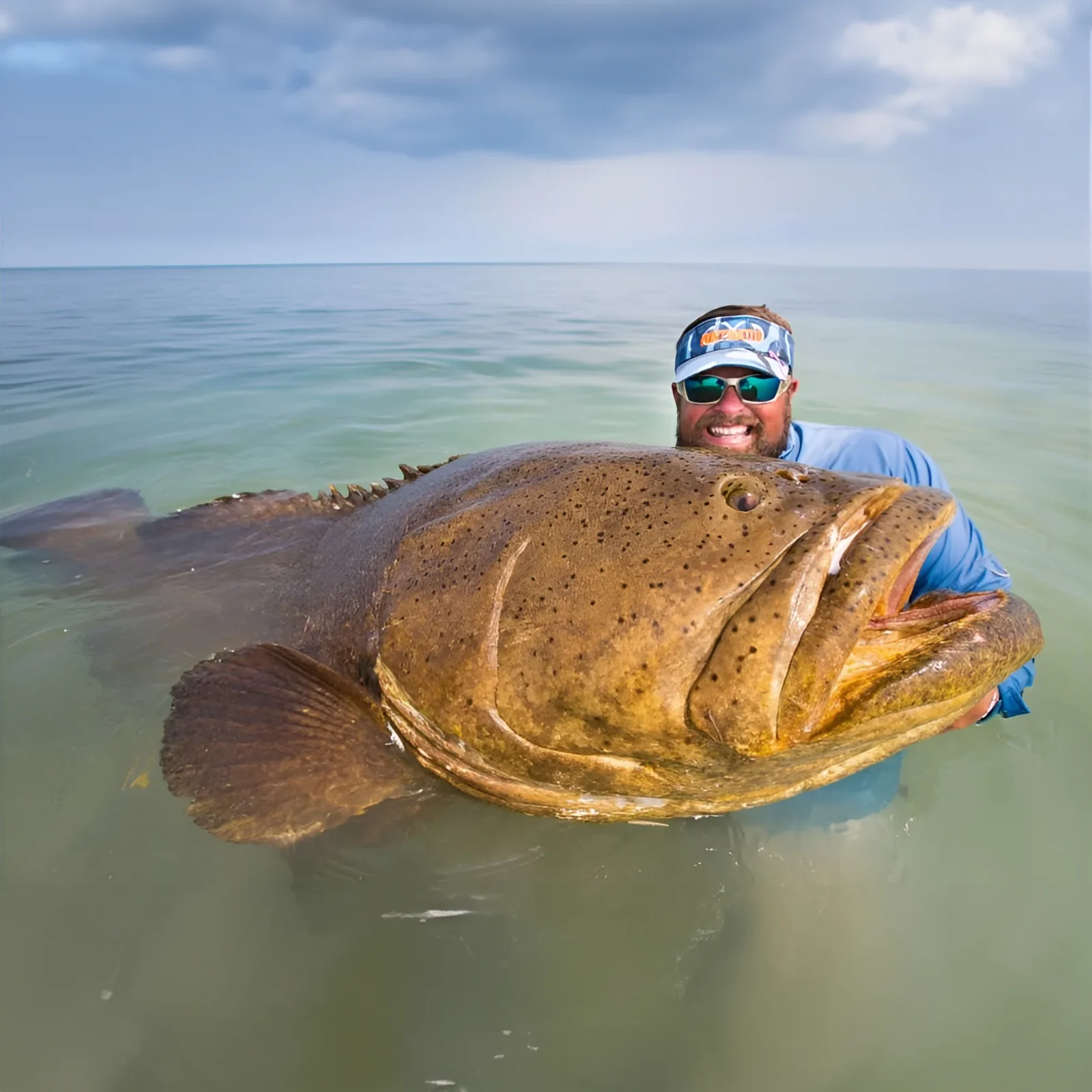 guy holding goliath grouper